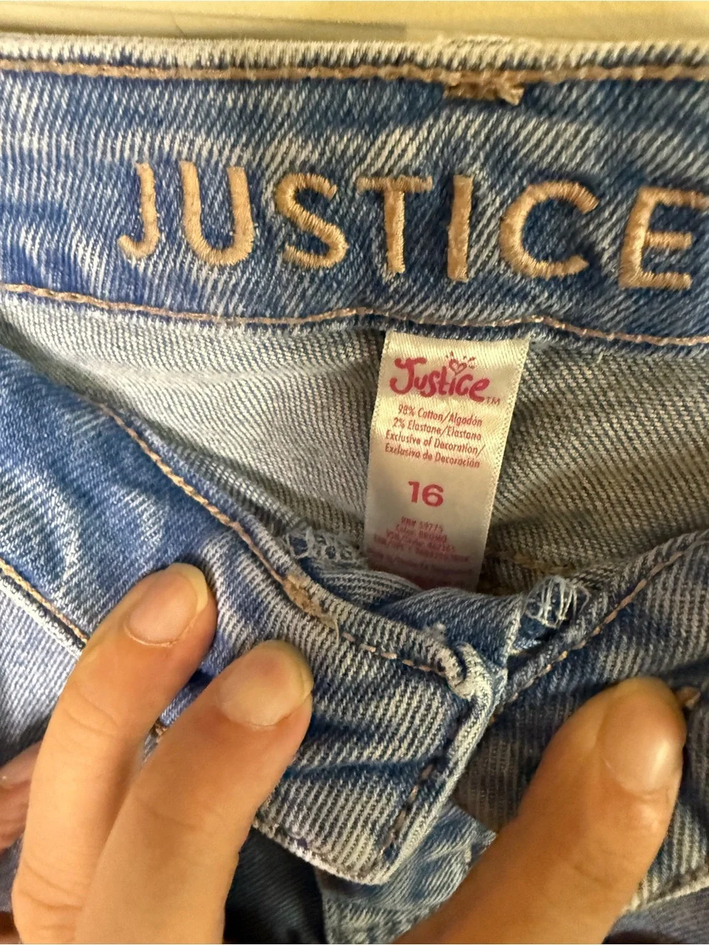 Justice Light Wash Distressed Cargo Wide Leg Jeans Size 16 Y2K Trendy